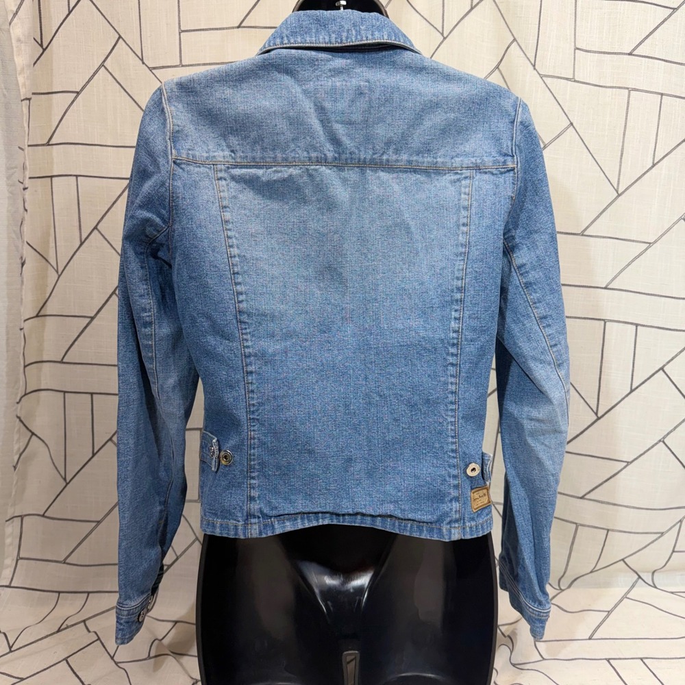 Lauren Jeans Co Ralph Lauren Denim Jacket Petite Small Blue Full Zip Trucker - Picture 2 of 8